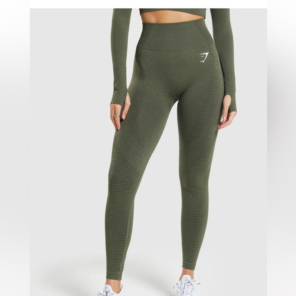 Gymshark VITAL SEAMLESS 2.0 LEGGINGS base green marl size small - used